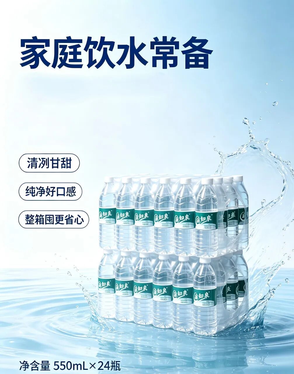 渝知泉550ml×24瓶塑膜装整件天然泉水：品质、便捷与健康的融合之选